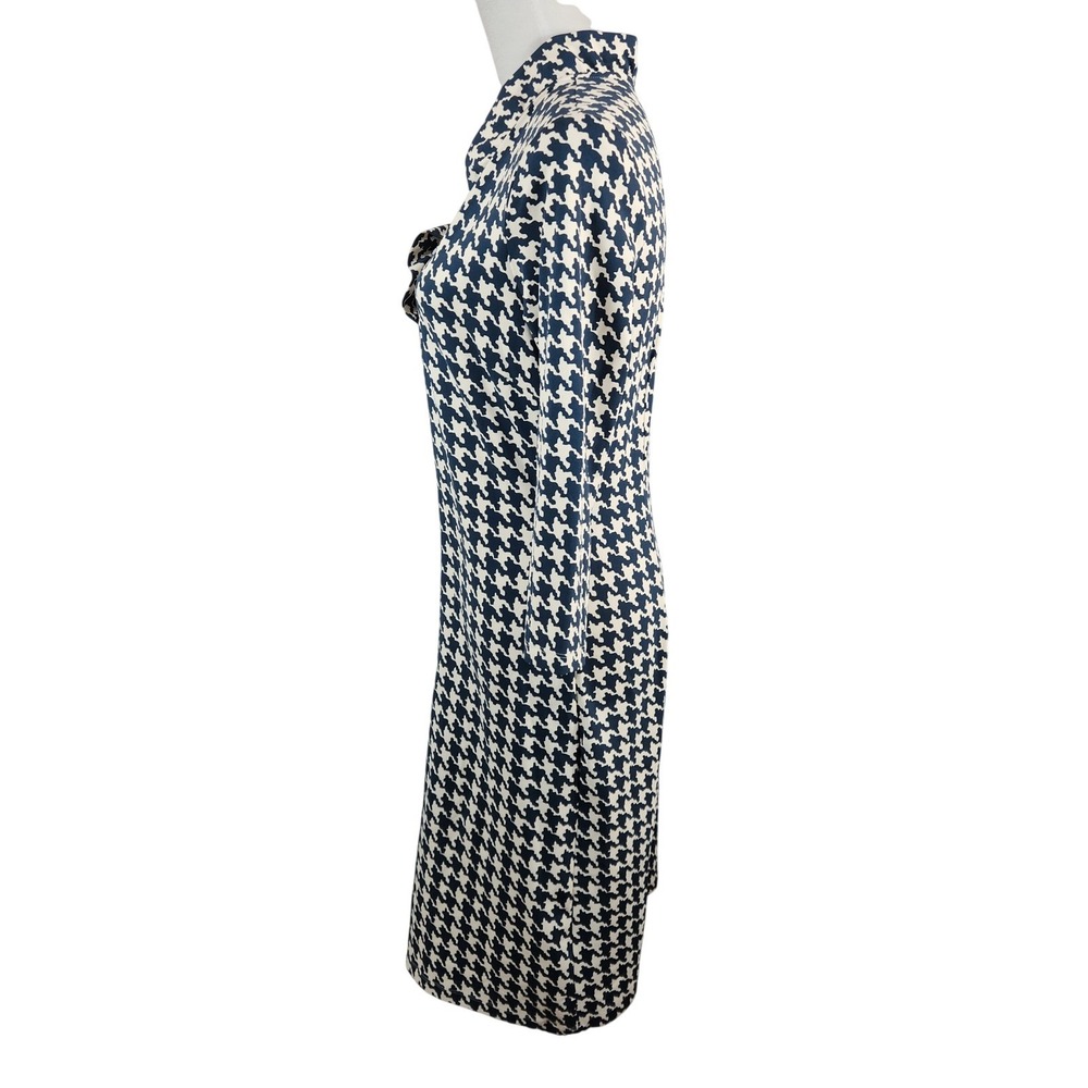 J.McLaughlin Womens Blue White Houndstooth Catalina Cloth Sheath Dress Size M - Picture 4 of 8
